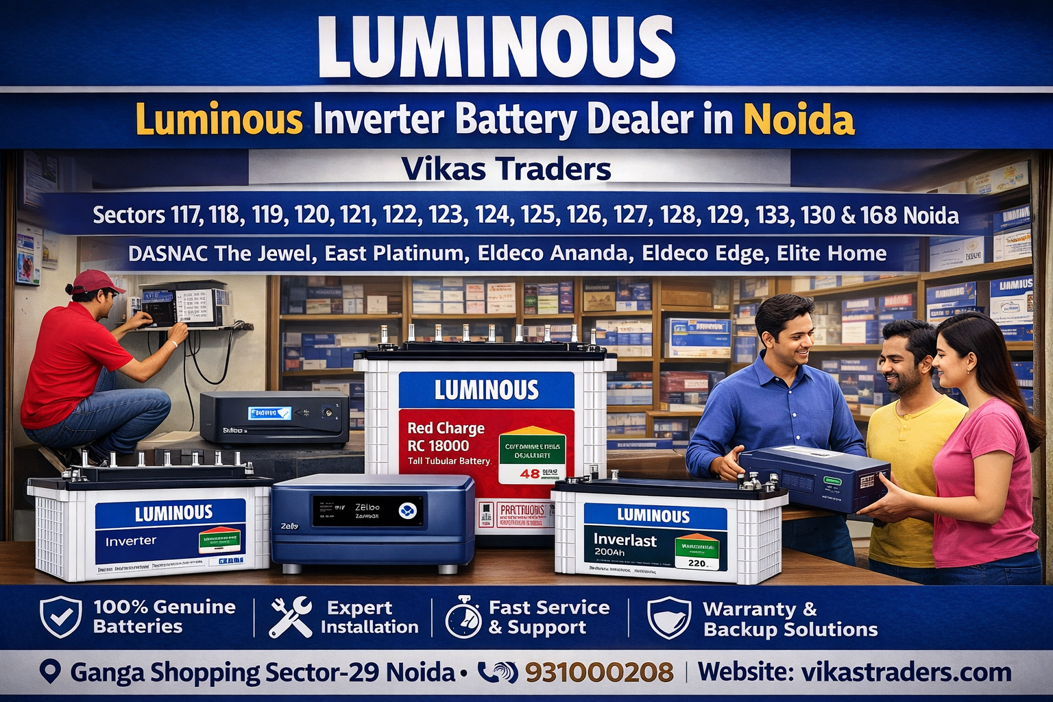 Luminous Inverter Battery Dealer in Noida – Vikas Traders