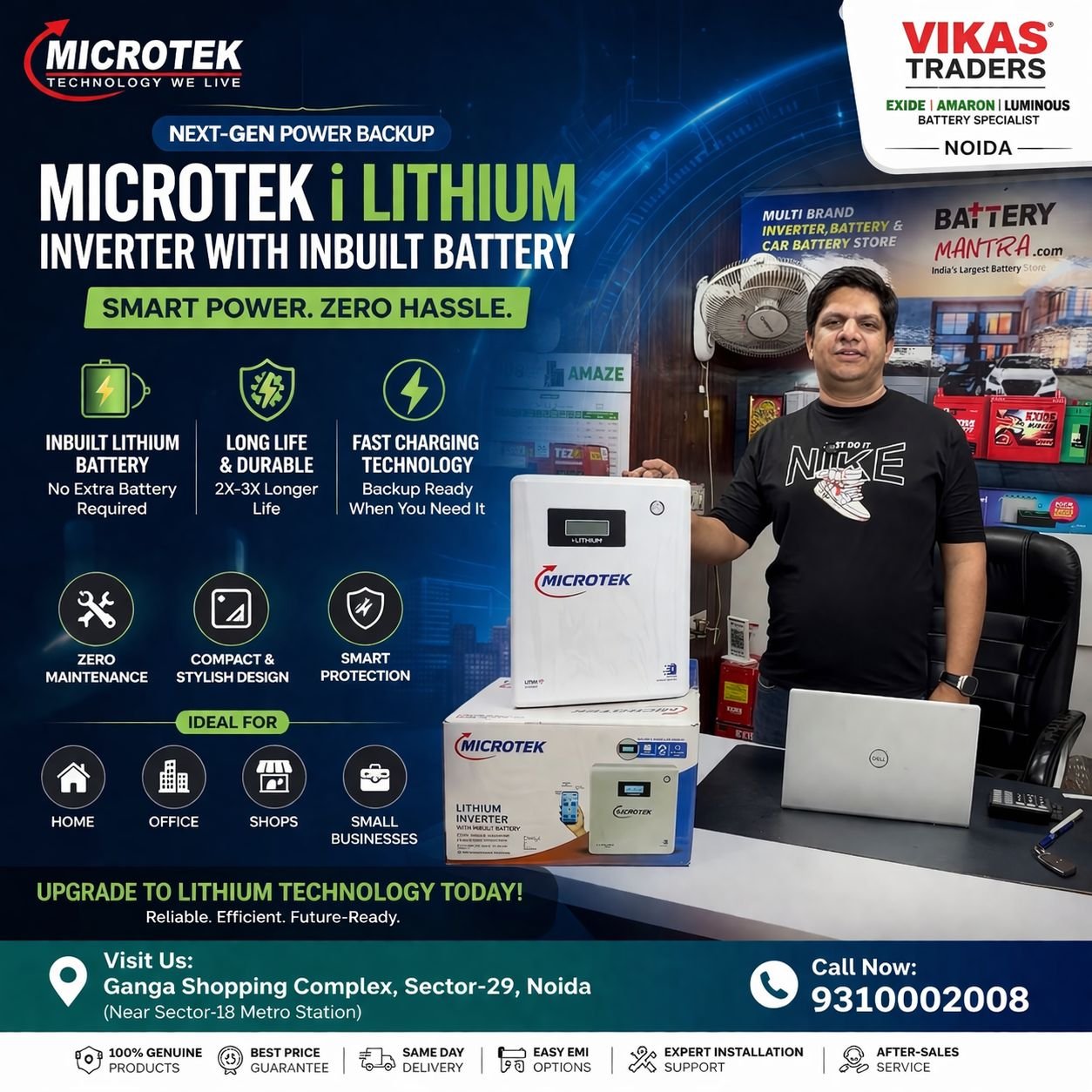 Microtek i Lithium Inverter with Inbuilt Battery – Smart Power Backup Solution by Vikas Traders