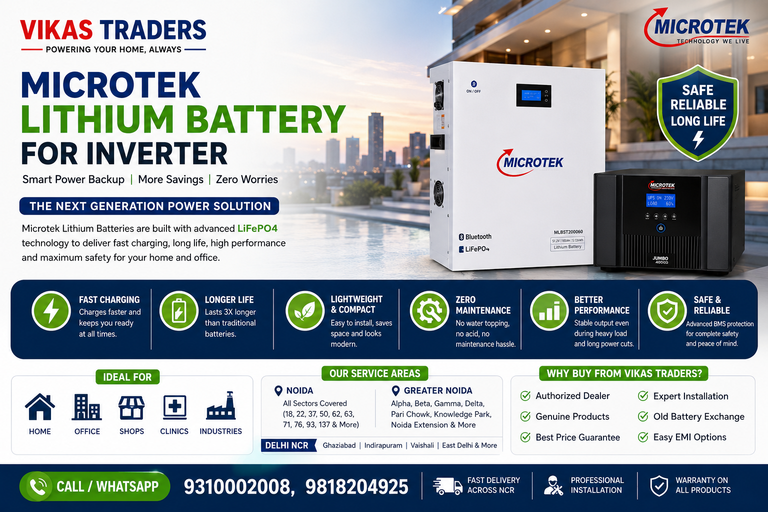 Microtek Lithium Battery for Inverter in Noida, Greater Noida & Delhi NCR – Complete Guide