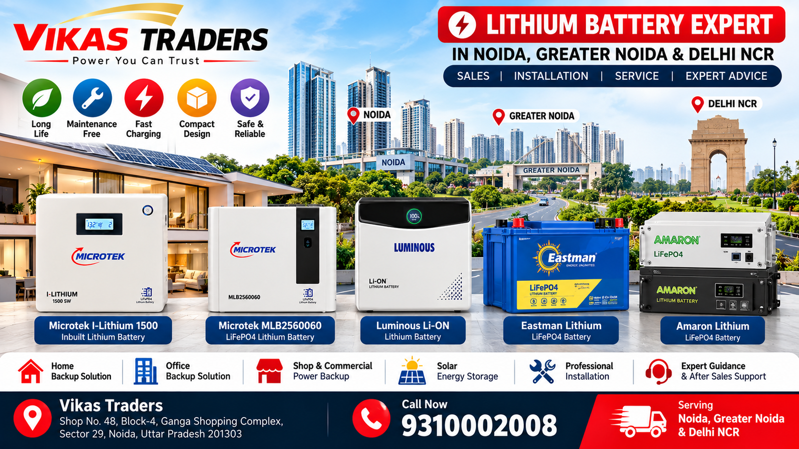 Lithium Battery Expert in Noida, Greater Noida & Delhi NCR – Vikas Traders
